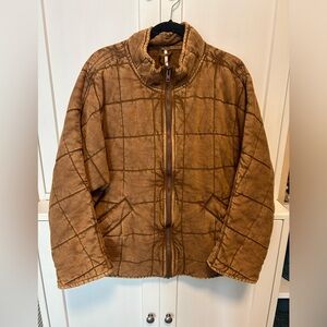 Free People Dolman Quilted Jacket in Toasted Coconut